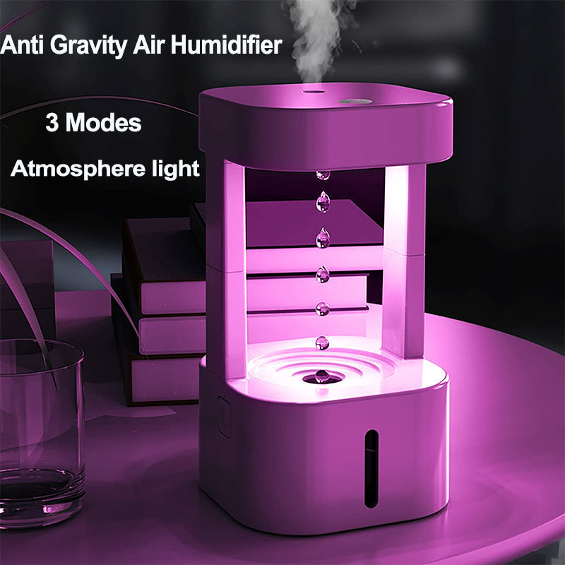 Creative Anti-Gravity Water Drop Humidifier with LED Light