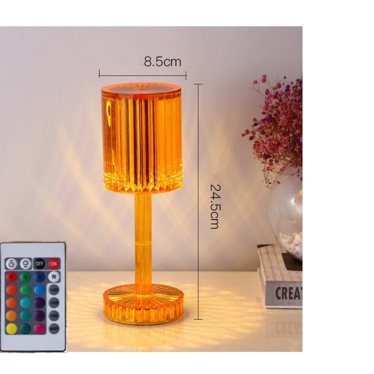 Crystal Diamond Table Lamp – Elegant Warm LED Night Light for Bedroom & Home Décor