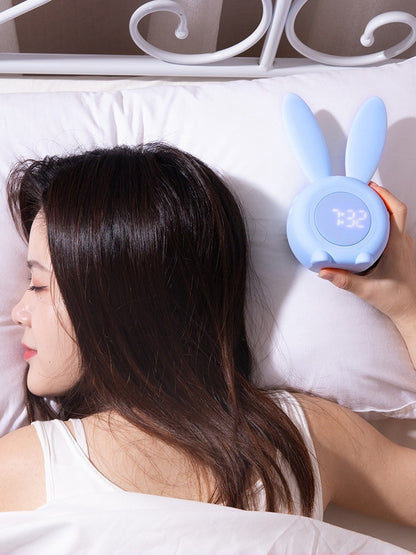 Cute Bunny Ear LED Alarm Clock with Night Light | Cozy Home Desk Decor