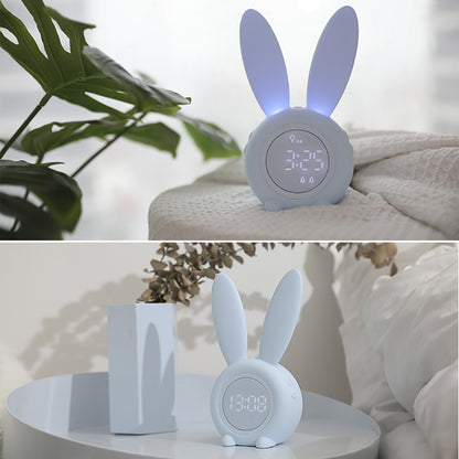 Cute Bunny Ear LED Alarm Clock with Night Light | Cozy Home Desk Decor