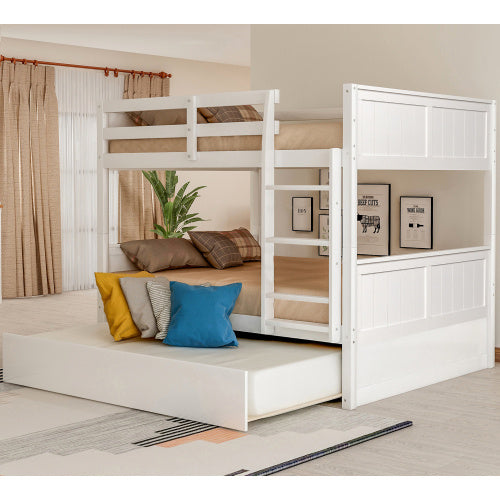 Full Over Full Bunk Bed with Twin Trundle – Modern Space-Saving Luxury Design