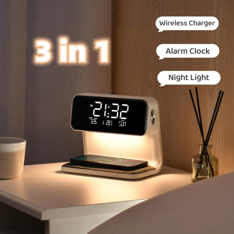 ✨ 3-in-1 Smart Bedside Lamp with Wireless Charging & Digital Alarm Clock