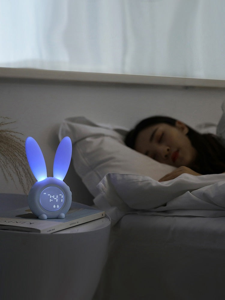 Cute Bunny Ear LED Alarm Clock with Night Light | Cozy Home Desk Decor