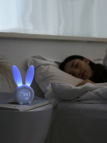 Cute Bunny Ear LED Alarm Clock with Night Light | Cozy Home Desk Decor