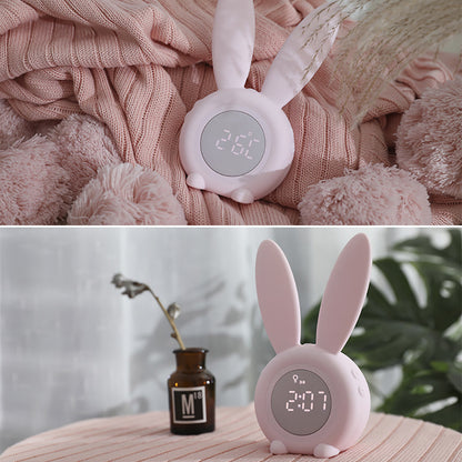 Cute Bunny Ear LED Alarm Clock with Night Light | Cozy Home Desk Decor