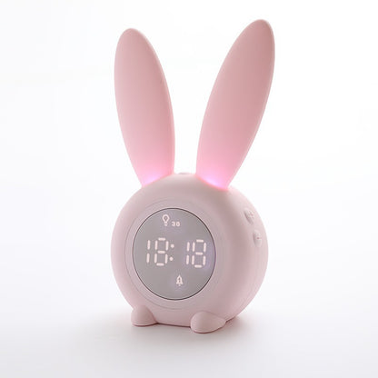 Cute Bunny Ear LED Alarm Clock with Night Light | Cozy Home Desk Decor