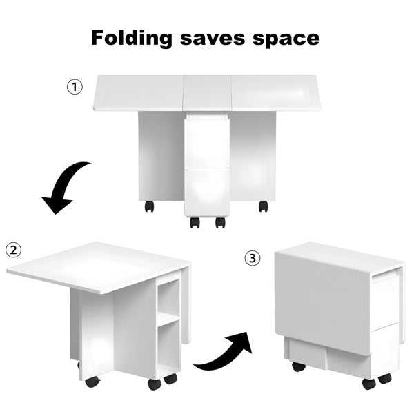 Folding Drop Leaf Dining Table Set for 4 – Space-Saving Modern Table with Storage & 4 Chairs