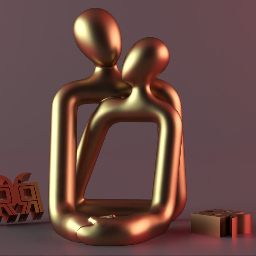 Heartwarming Loving Couple Resin Statue – Modern Romantic Home Decor Accent