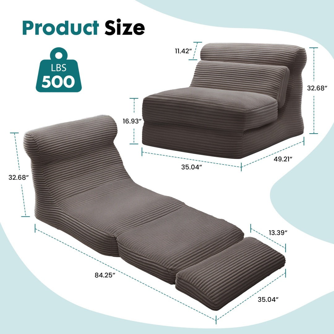Folding Sofa Bed Chair – Modern Convertible Lounger with Back Support